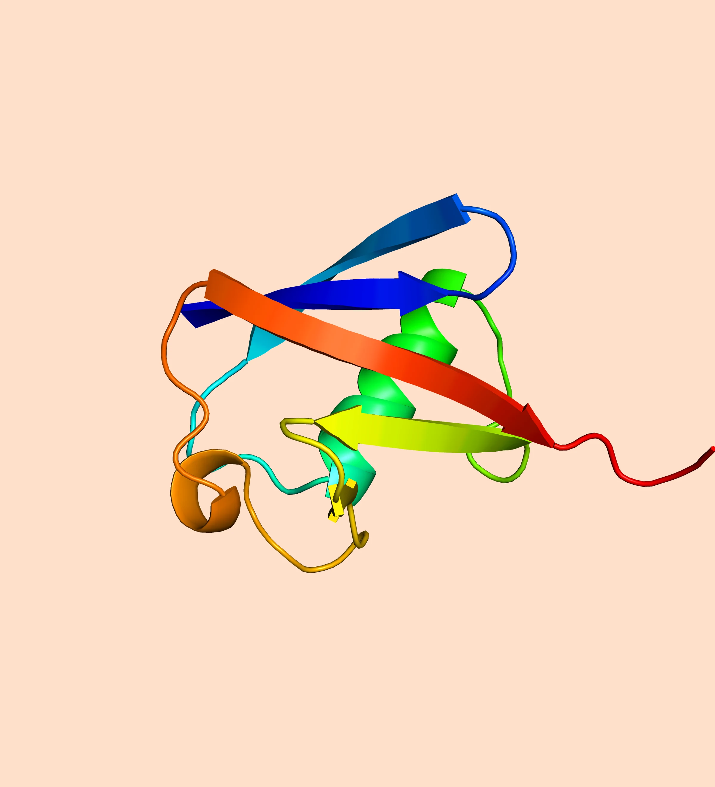 The same cartoon in PyMOL's OpenGL viewport, without a real-time outline