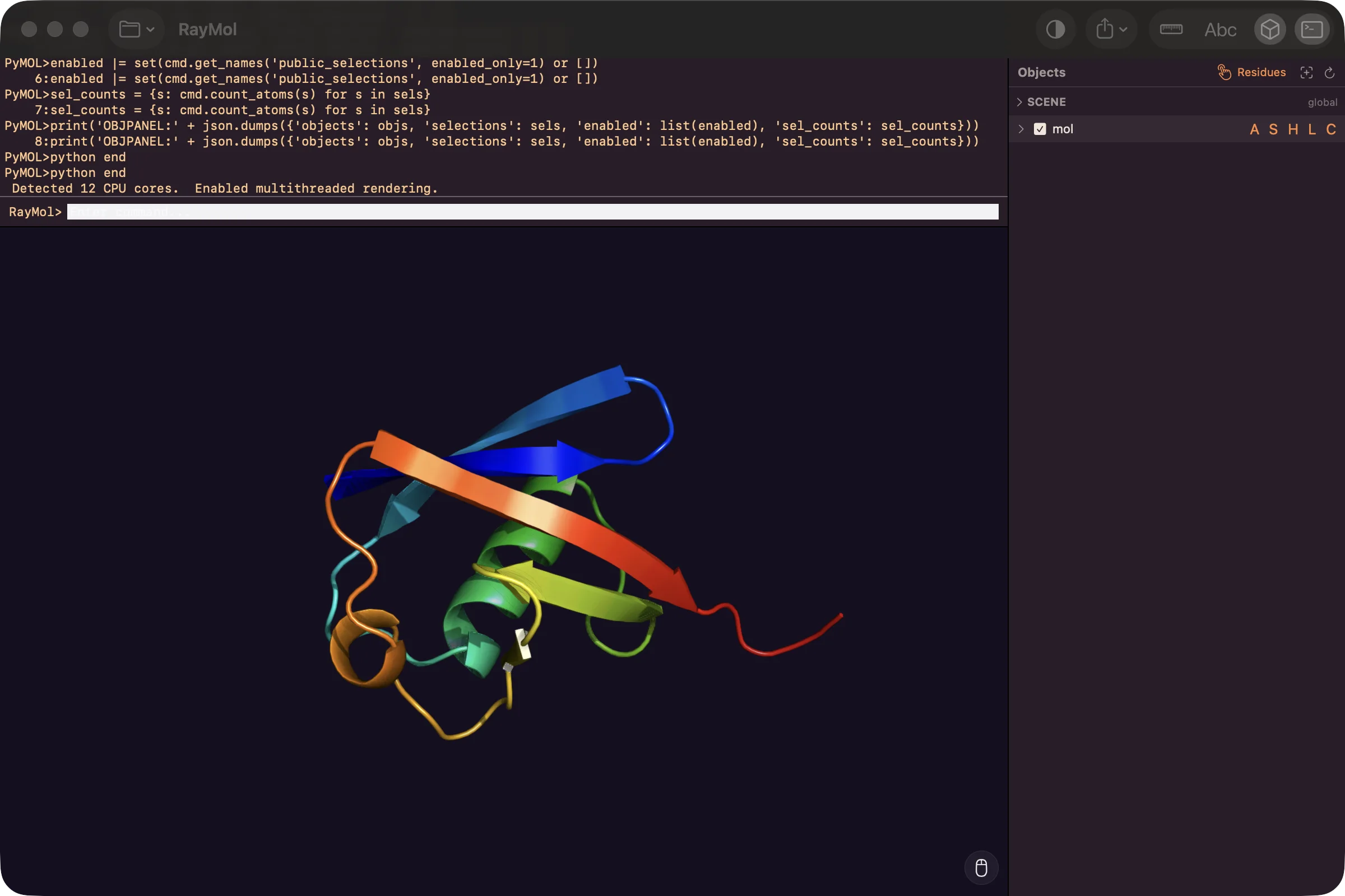 Raymol on macOS — Sunset theme